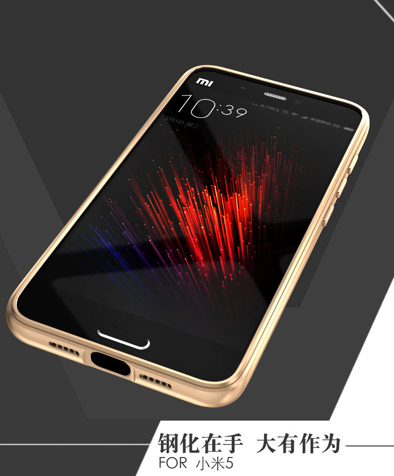 Luphie Aircraft Aluminum Metal Frame 9H Tempered Glass Back Cover Case for Xiaomi Mi 5