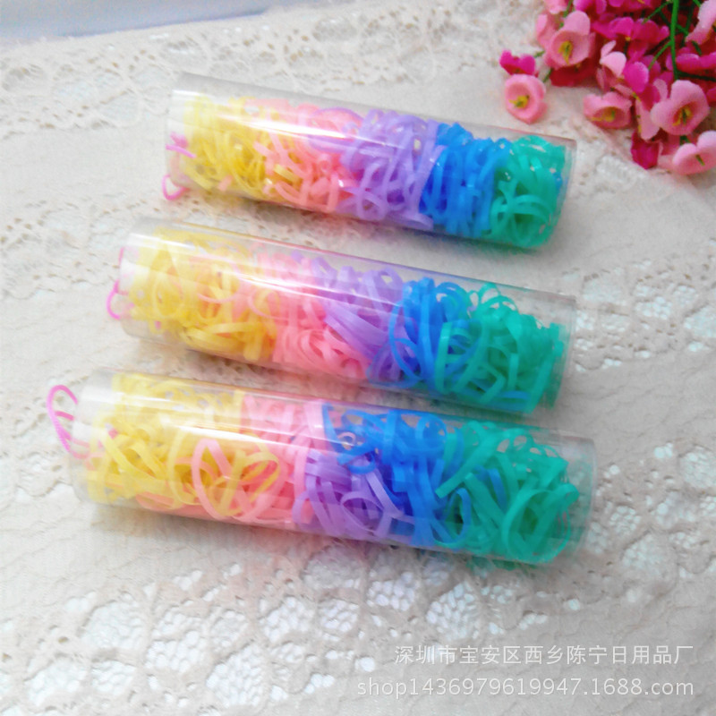 Desechable no fácil de romper banda de goma de los niños de alta elástica tubo banda de pelo Medio barril todo-Partido cuerda de pelo seco en la acción al por mayor