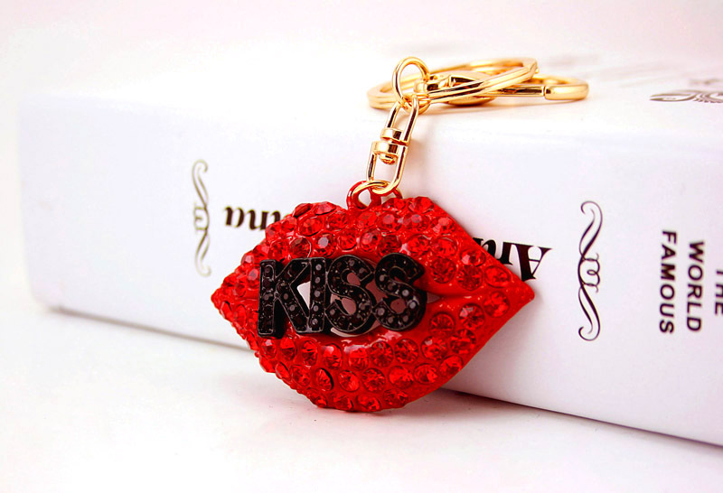 45g Weight Alloy, Metal Material Cartoon Pattern Unisex Gender Red, Black Color Korean Fashion Exquisite Sexy Red Lips Key Chain Pendant 2