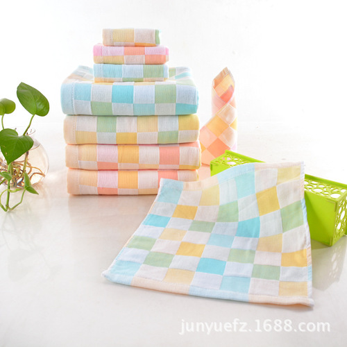 Double-layer fabric children's towel bath towel supermarket kindergarten baby saliva towel maternal and infant confinement gauze cotton towel