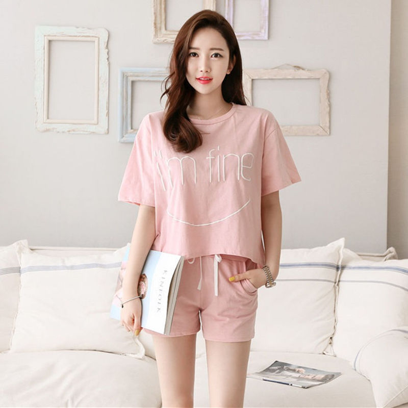 2021 New Korean style loose T-shirt plus size suit women's letter short sleeve T-shirt shorts sports suit women's summer