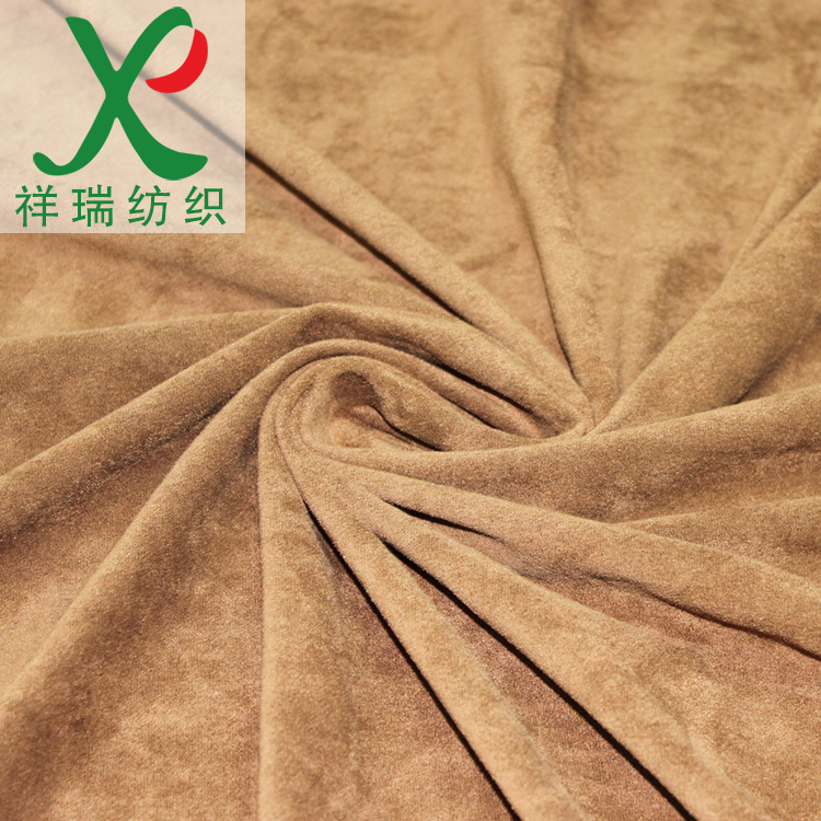 麂皮绒服装面料 女装仿麂皮绒布料 特黑四面弹麂皮绒耐磨