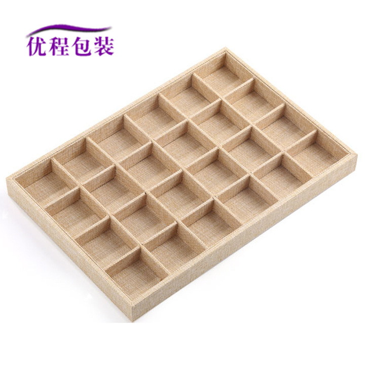 现货批发24格首饰盘麻布吊坠展示盘珠宝饰品收纳盘古玩玉器展示盘