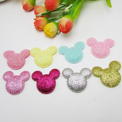 diy韓版飾品配件亮金粉米奇卡通圖案兒童髮飾髮夾鞋子裝飾多色