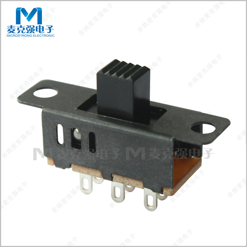 直柄拨动开关SS23D32G3/5柄高3/5mm 3档6脚2P3T立式 有耳孔无螺牙