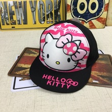 外貿原單3D立體波紋可愛小貓兒童帽子女童平沿嘻哈帽棒球帽批發