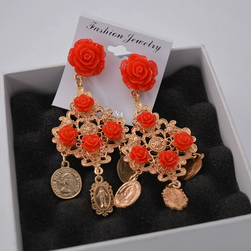 Earrings, human head, 2018, new collection, flowered, wholesale
