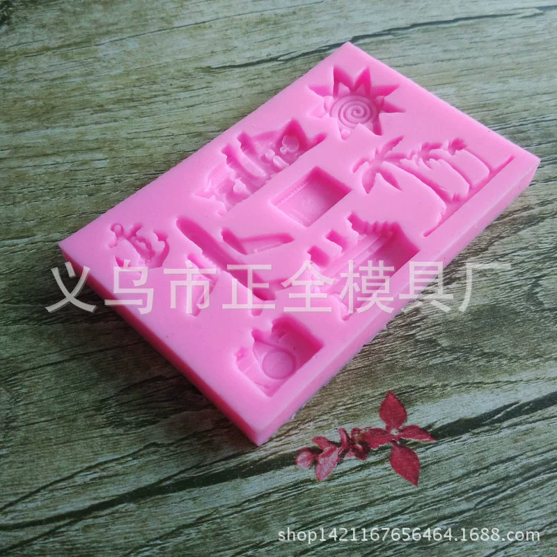 Пляжная fondant(текст) силиконовая форма, украшения, глина, ручной работы