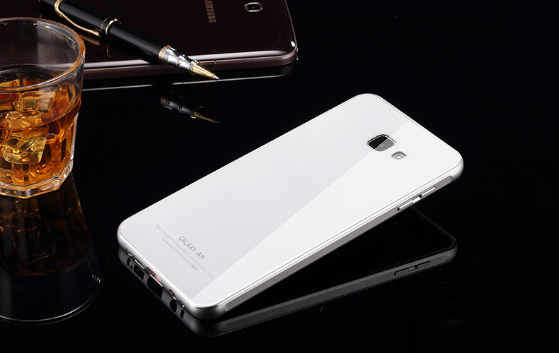 Luphie Aircraft Aluminum Metal Frame 9H Tempered Glass Back Cover Case for Samsung Galaxy A9 A9100 A9000