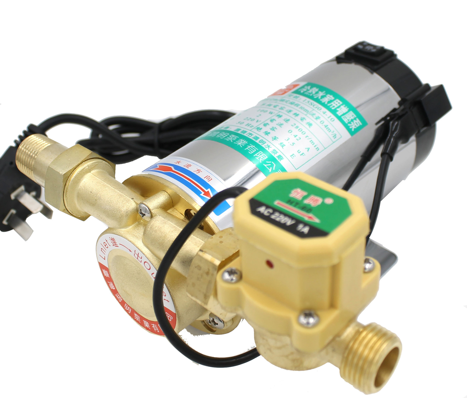 批发不锈钢90w100w全自动家用增压泵/管道热水增压泵配自动开关