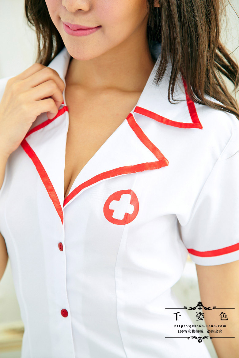 Nurse Role-Play Costume Set for Women, White Polyester-Cotton Blend, One Size — detail image 6