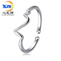 Open ECG Tail Ring for Women, Lightning Ring, Couple's Matching Rings, Korean Style, Simple Band