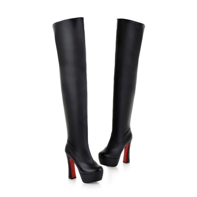 side zipper nightclub women’s high heel long barrel high boots