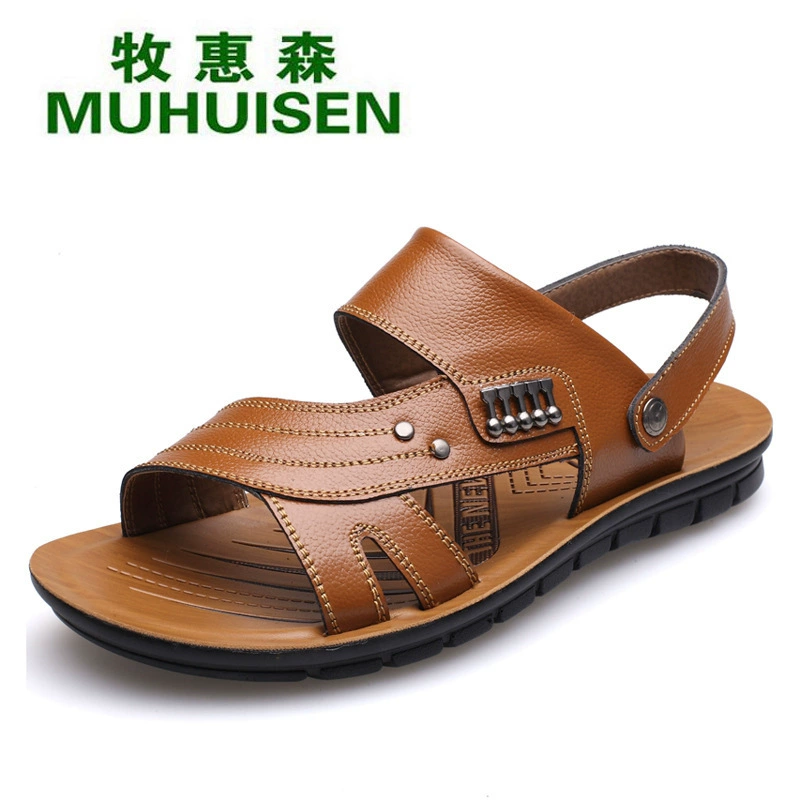 Трансграничные летние новые мужские сандалии кожаные сандалии мужские пляжные сандалии тапки спот оптом 5805