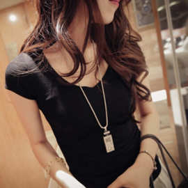 韩版时尚复古镶钻香水瓶项链 新款简约百搭毛衣链饰品女