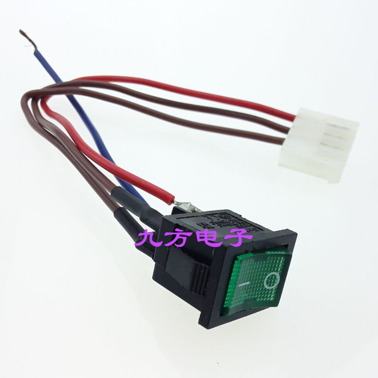 供应15*21四脚带灯船型开关KCD1-104电源开关焊线带线配线开关