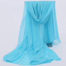 2022春夏新款纯色仿真丝围巾单色披肩雪纺时尚韩版沙滩防晒巾男女