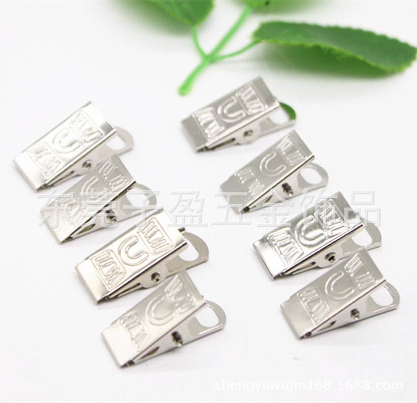 factory goods in stock supply Embossing Brand Metal clip hardware Jewelry clip Closure pockets Clamp