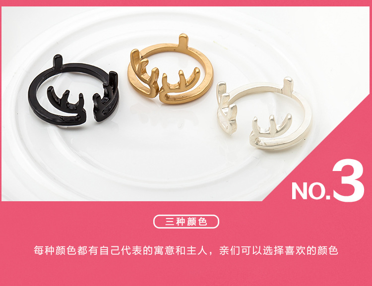 Ring Christmas Reindeer Elk Antlers Ring Opening Adjustable Deer Ring display picture 10