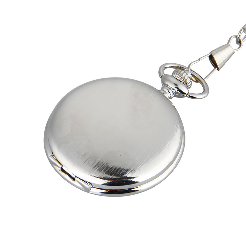 Large silver retro brushed two-sided light simple pocket watch manufacturers wholesale two-sided light quartz pocket watch 1009