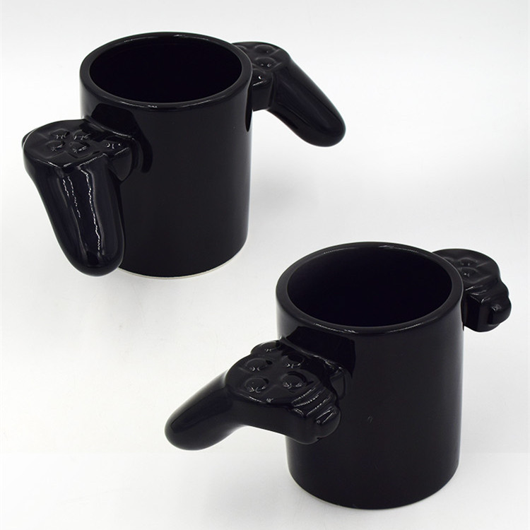 跨境创意游戏机造型杯黑色游戏手柄杯不规则形咖啡陶瓷杯一件代发详情2