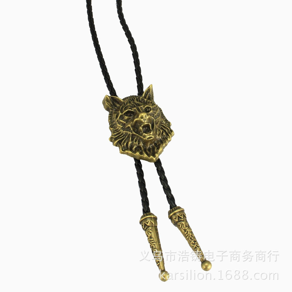 Новый трехмерный волчий талисман BOLO TIE Polo-галстук западного деним-стиля воротник Amazon
