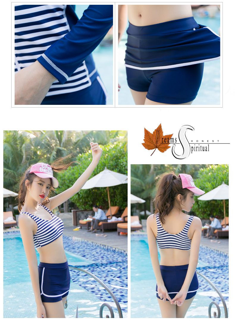 Thương hiệu áo tắm nữ bảo thủ ba mảnh chia tay boxer cỡ lớn mỏng chống nắng áo dài tay áo tắm mỏng bên bờ biển - Bộ đồ bơi hai mảnh 	đồ bơi 2 mảnh short