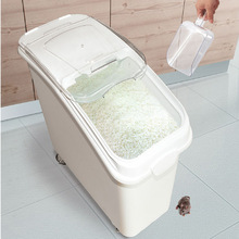 厨房防虫防潮大容量米桶米箱 双剑塑料储米箱 带滑轮米缸带盖米桶
