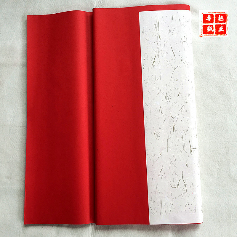 Bright red Rice paper handmade paper cuts Spring festival couplets Antithetical couplet Paper Two-sided bright red Rice paper Gilding Outline in gold