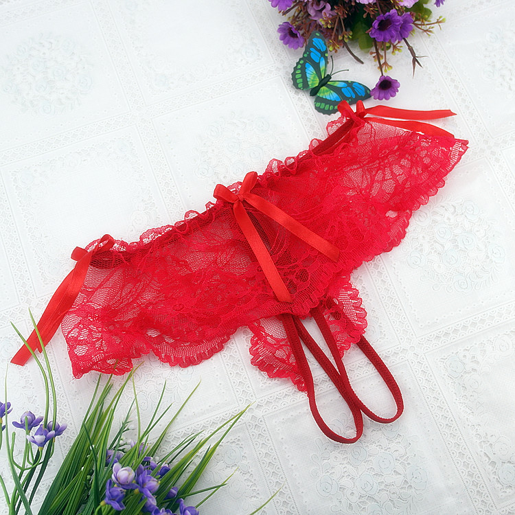 Fábrica al por mayor de las mujeres sexy ropa interior sexy encaje abierto Pantalones negro rojo más tamaño ropa interior 1061T Pantalones