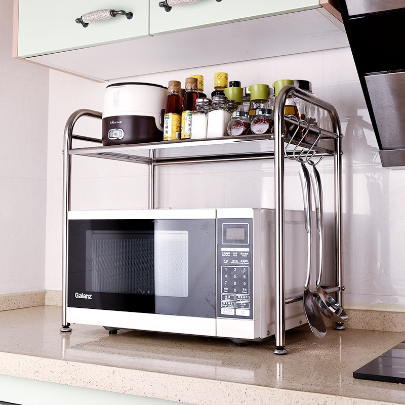 不锈钢厨房置物架微波炉架子烤箱架收纳储物架调料架刀架|ru