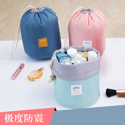 出差旅游大容量化妆包洗漱包 女款抽绳圆桶旅行收纳包收纳袋厂家|ms