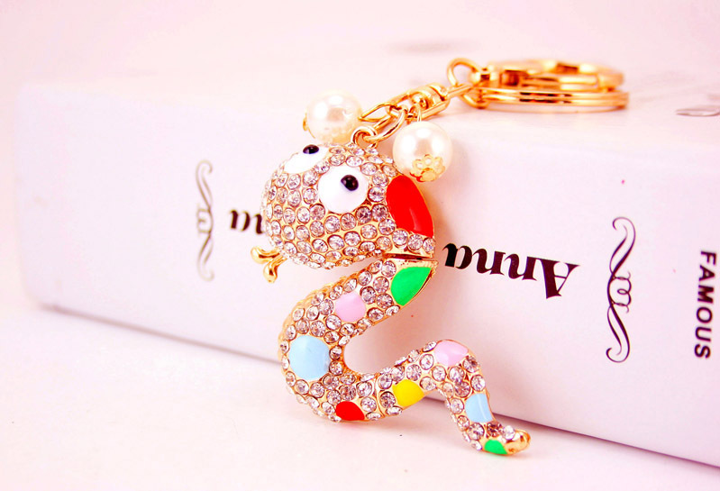 41g Weight Alloy, Metal Material Animal Pattern Unisex Gender Fashion Cute Color Zodiac Snake Keychain 无