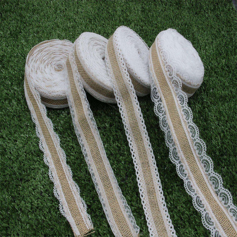 麻布蕾丝卷花边 DIY手工圣诞婚礼工艺品 辅料蕾丝 欧美麻布带