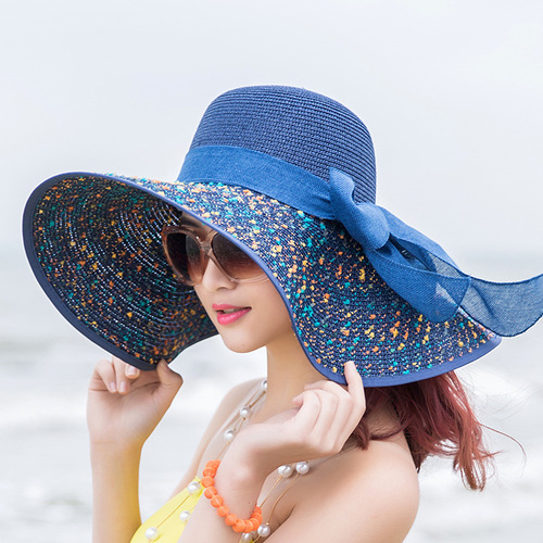 Beach hat, women's summer sun hat, sunshade, large brim, foldable straw hat, UV protection, beach sun hat, youth