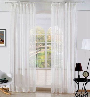 廠家直供純色十字麻窗簾紗  臥室客廳白色窗紗 簡約成品窗簾定制