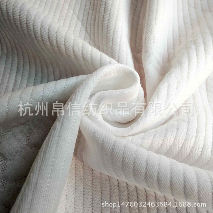 直销针织提花弹簧床垫面料 记忆乳胶枕抗起球布料软弹透气