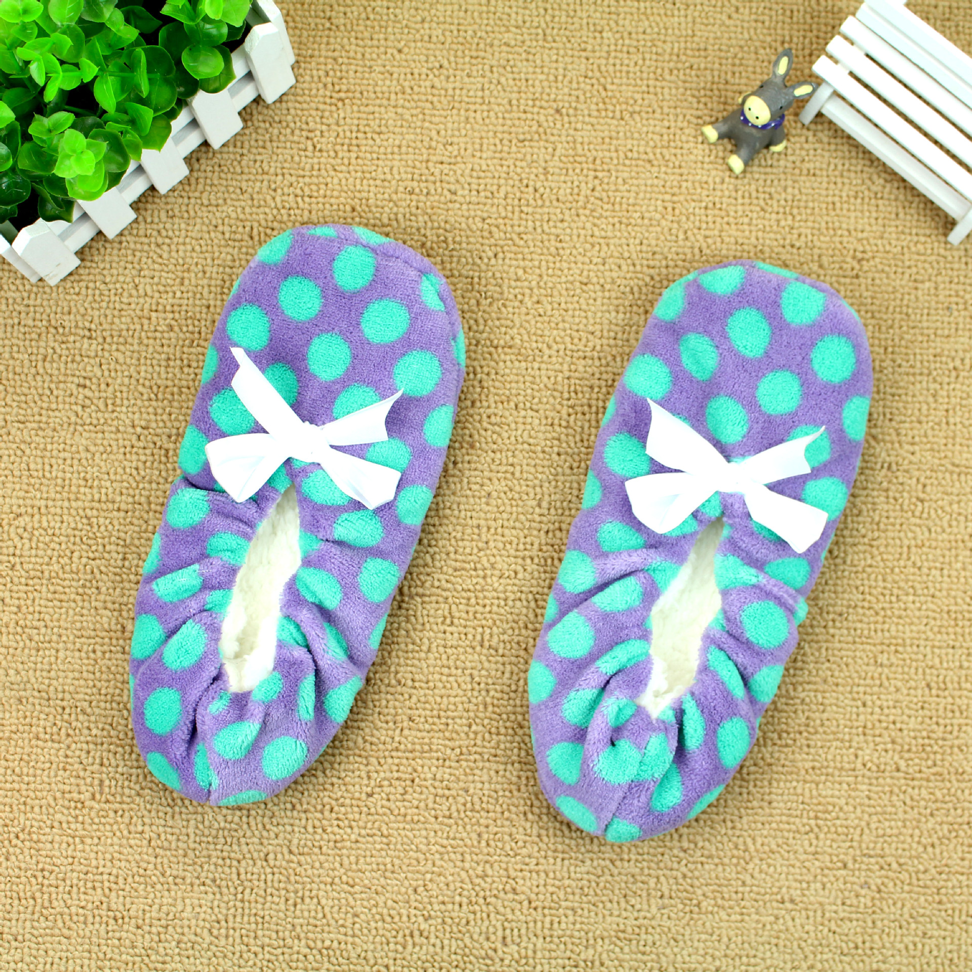 Foreign trade export autumn and winter tight mouth anti-shedding indoor non-slip shoe cover PVC rubber sole slippers socks cover