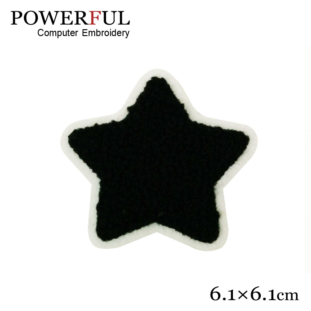 强大电脑绣花章 毛巾绣花黑色星星形状布贴 衣服装饰辅料 可定做
