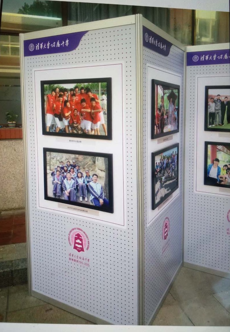 洞洞板铁展板 八棱柱带孔板展览架 室外挂贴画屏风宣传展板架定制