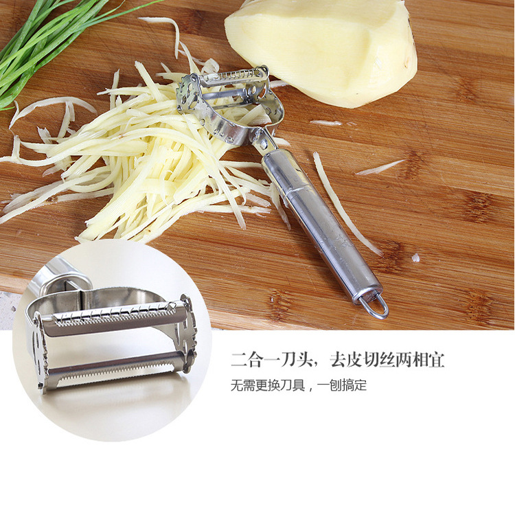 Pelador y rallador de acero inoxidable de doble cabeza 