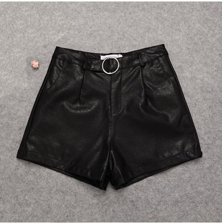 女式休闲裤-皮短裤女秋冬 2016新款大码宽松韩