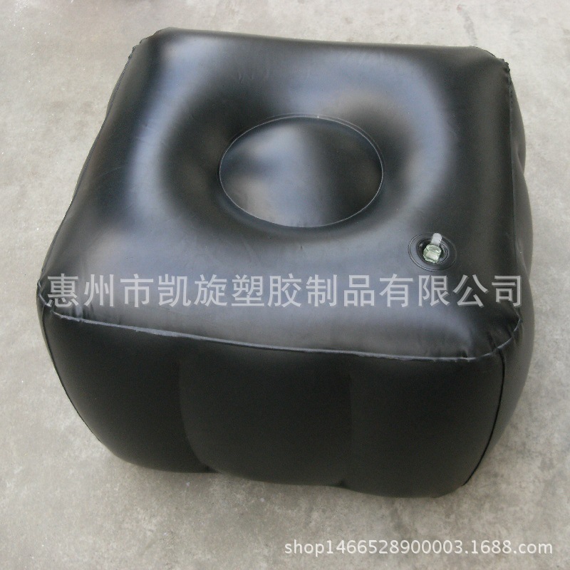 Factory pvc inflatable flocking mat travel inflatable three-legged stool inflatable flocking triangle mat