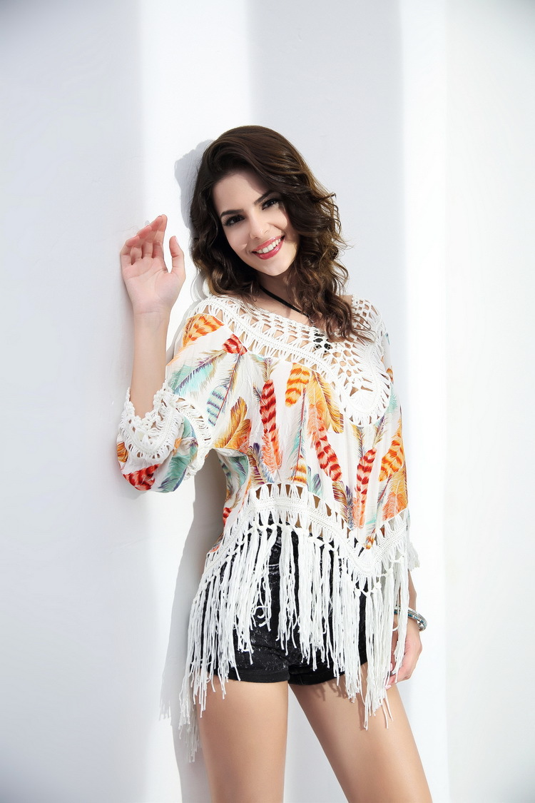 new sexy hollow crocheted flower blouse  NSOY26799