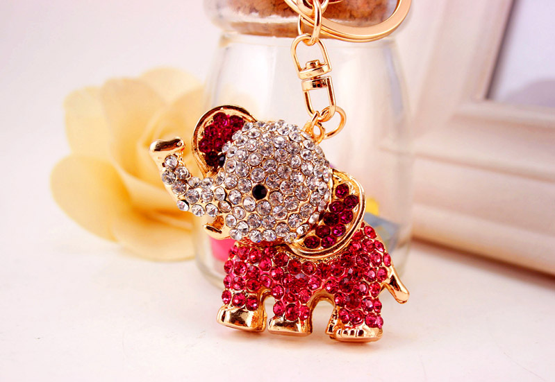 Creative Diamond Cute Cartoon Elephant Keychain display picture 8