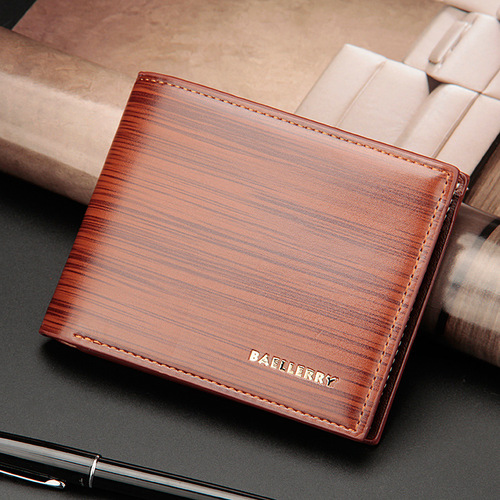 baellerry cross-border new men's wallet European and American short wallet horizontal style bark pattern leather wallet wholesale