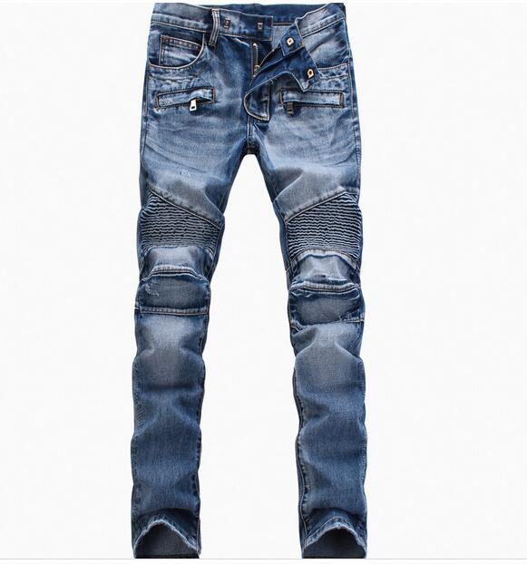 Men's jeans Light blue straight leg denim pants for men_voghion.com