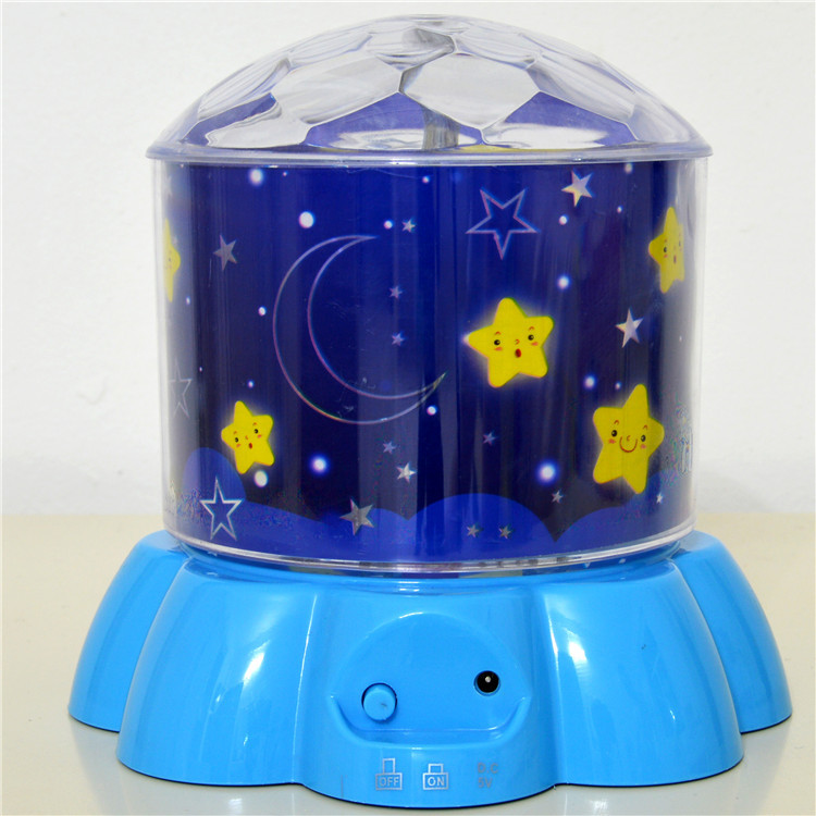 新品创意星星月亮投影星空灯USB旋转音乐儿童浪漫星空情景氛围灯|ru