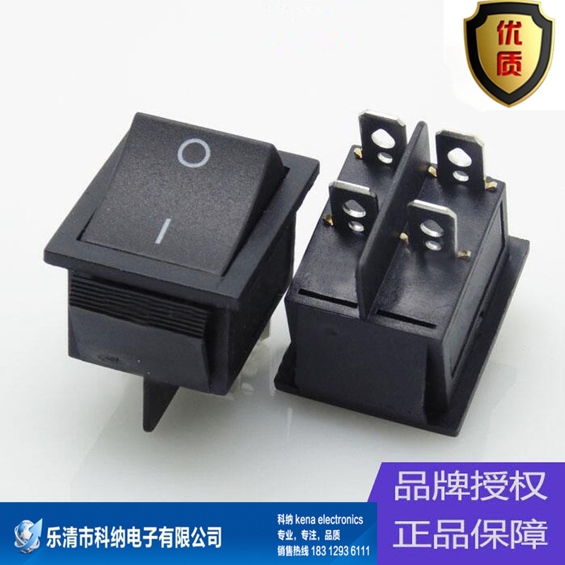 供应黑色大翘板开关 31X25黑色六脚两档船型开关 两开KCD4