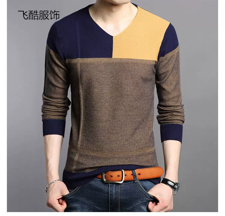 2012秋冬新款男式针织衫时尚修身韩版套头V领男式毛衣厂家主营